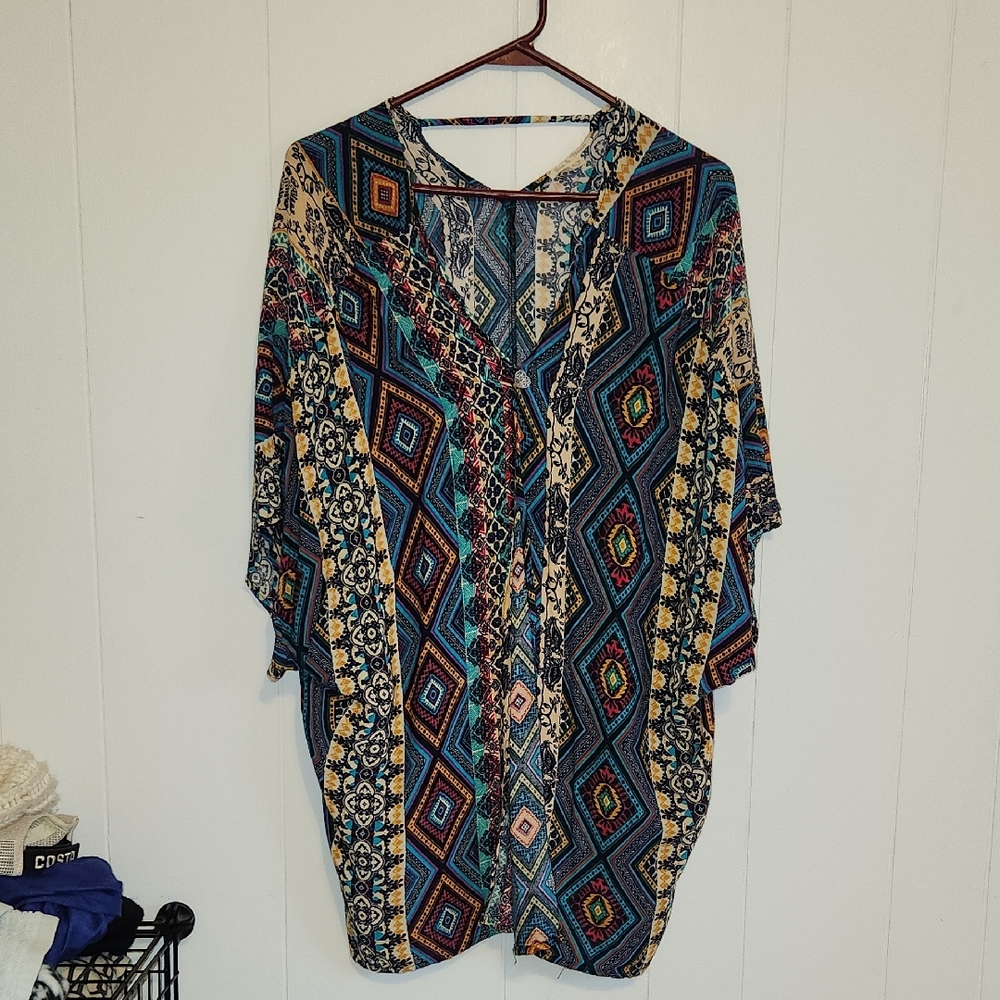 Y2K Hem & Thread Floral Patterned Kimono